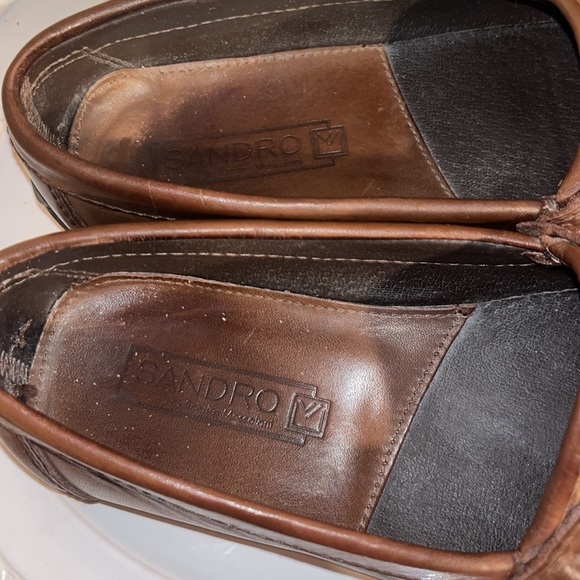 SANDRO CHOCOLATE BROWN LEATHER LOAFERS men’s 9 MINTY! - Picture 6 of 7